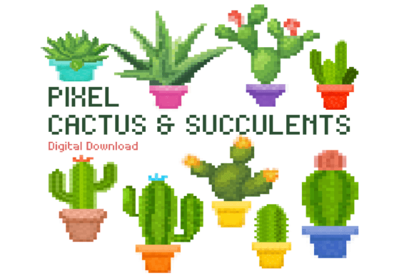 Cactus Succulent Pixel: A Creative Design Asset