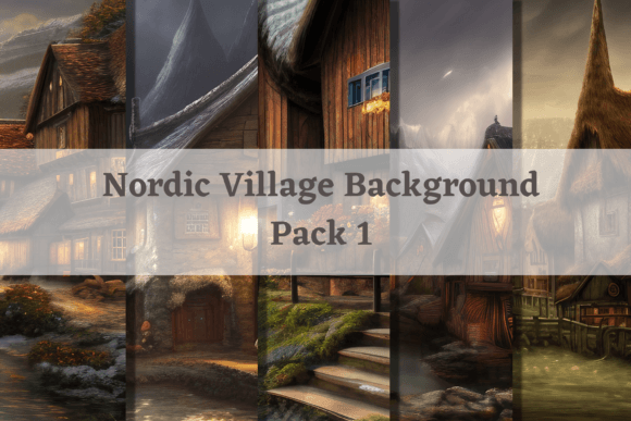 Fantasy Nordic Village Illustrations for Creative Projects