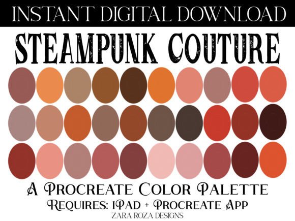 Master Your Digital Artistry with the Steampunk Couture Procreate Palette